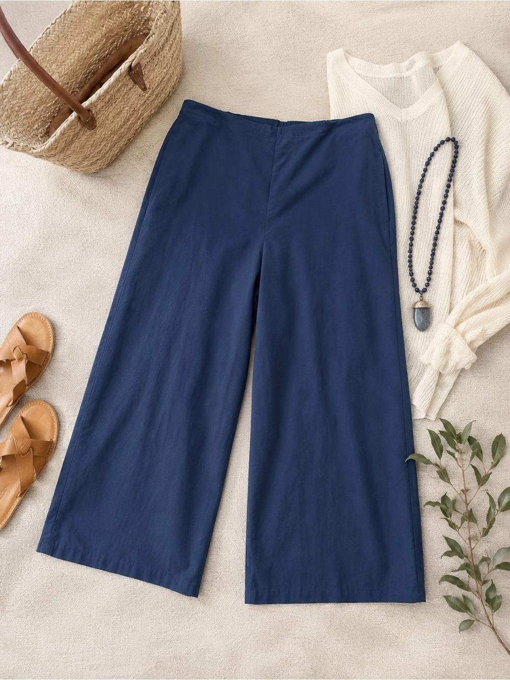 J. Jill Pants Navy Blue Modal Blend Wide Leg Cropped Sz XL. Style 218731